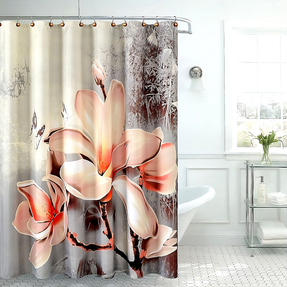 NWT Daniel's Bath And Beyond Fabric Lily Shower Curtain 70"Wx72"L